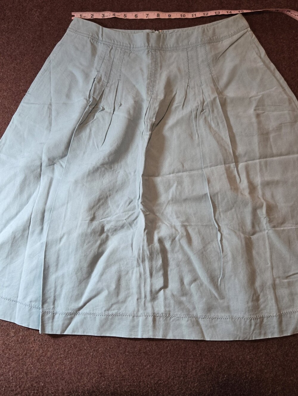 J. Jill Linen Blend A Line Skirt In Powder Blue Size 10 With Pockets Back Zipper